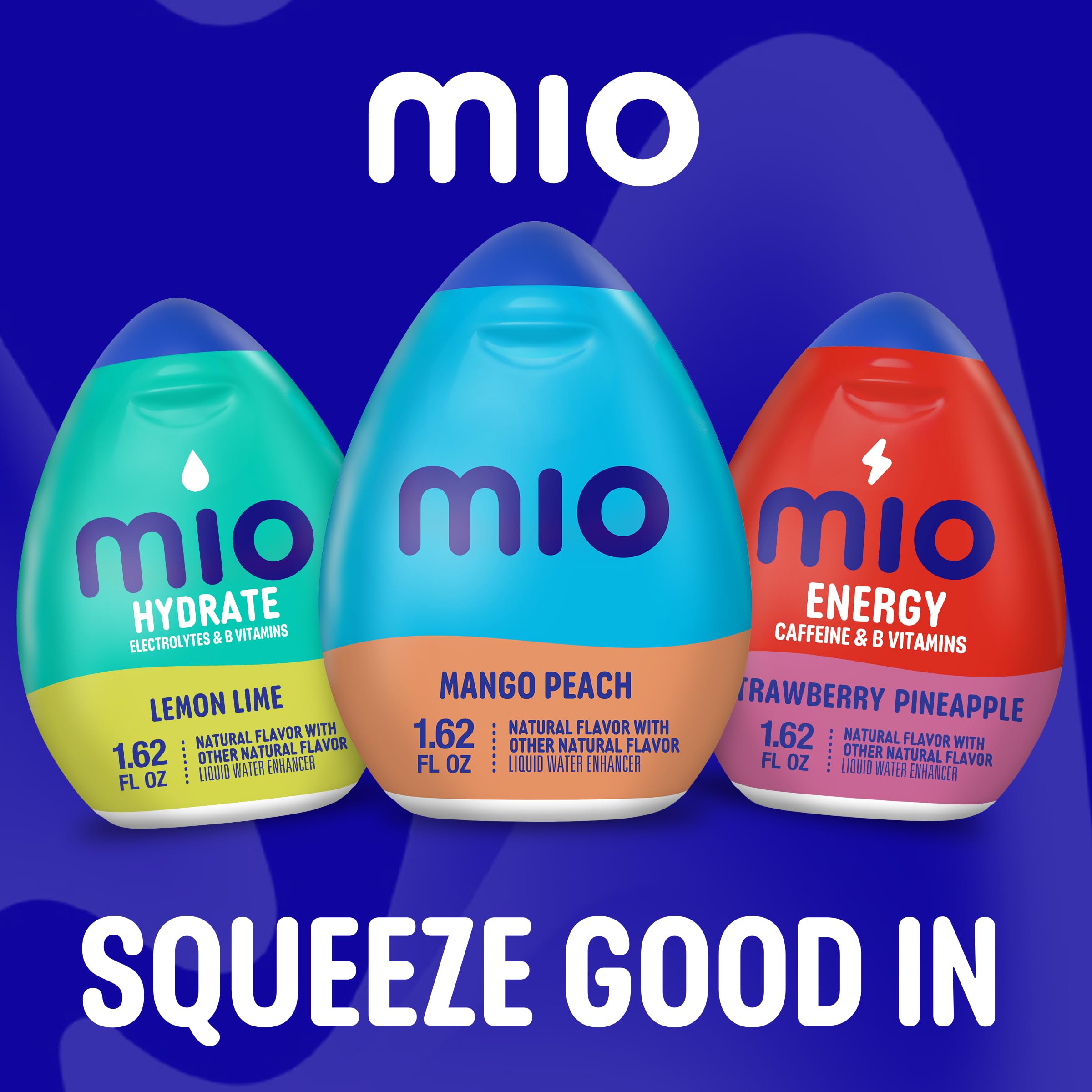 Mio mango peach mixed in glass with ice for refreshing taste