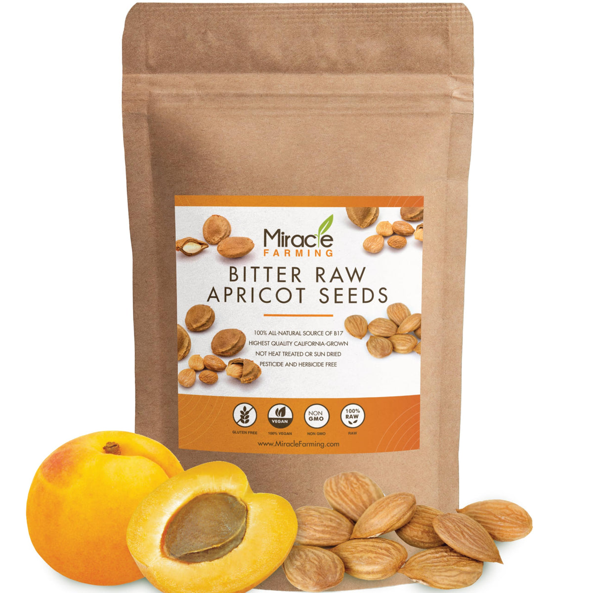 Miracle Farming front packaging showing 1 lb resealable pouch and clear label benefit