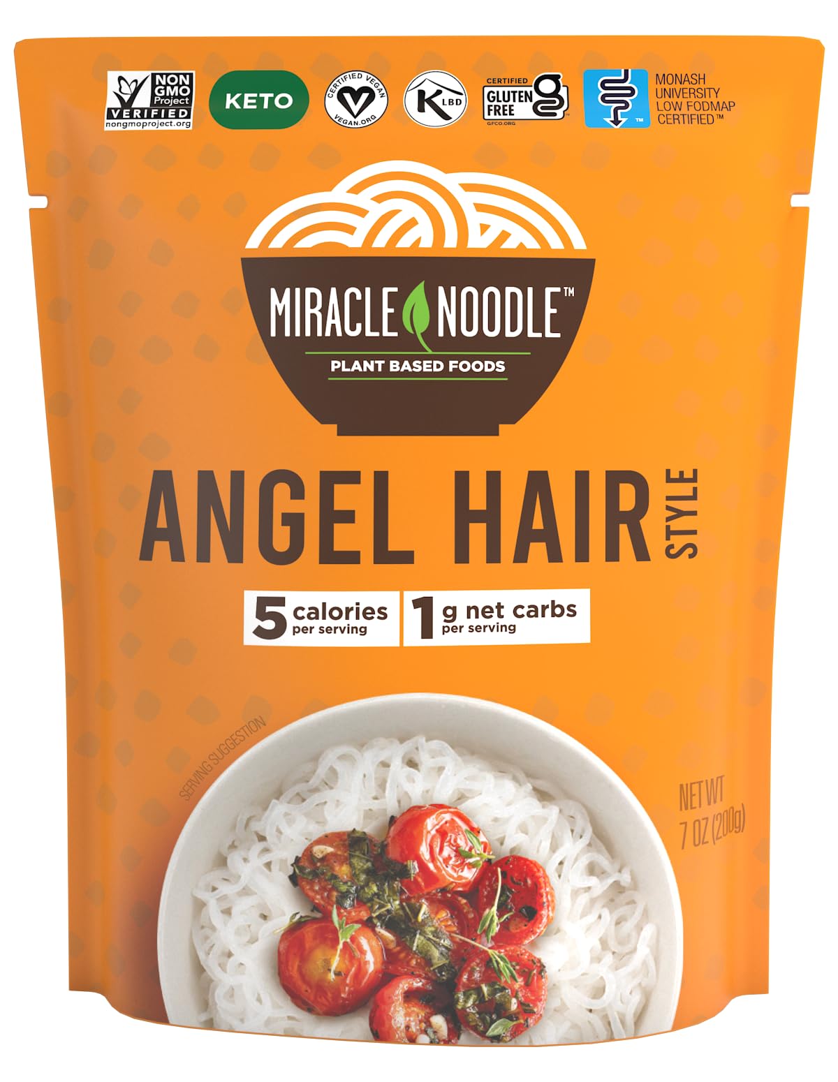 Miracle Noodle front packaging showing convenient ready-to-eat pouches and benefit