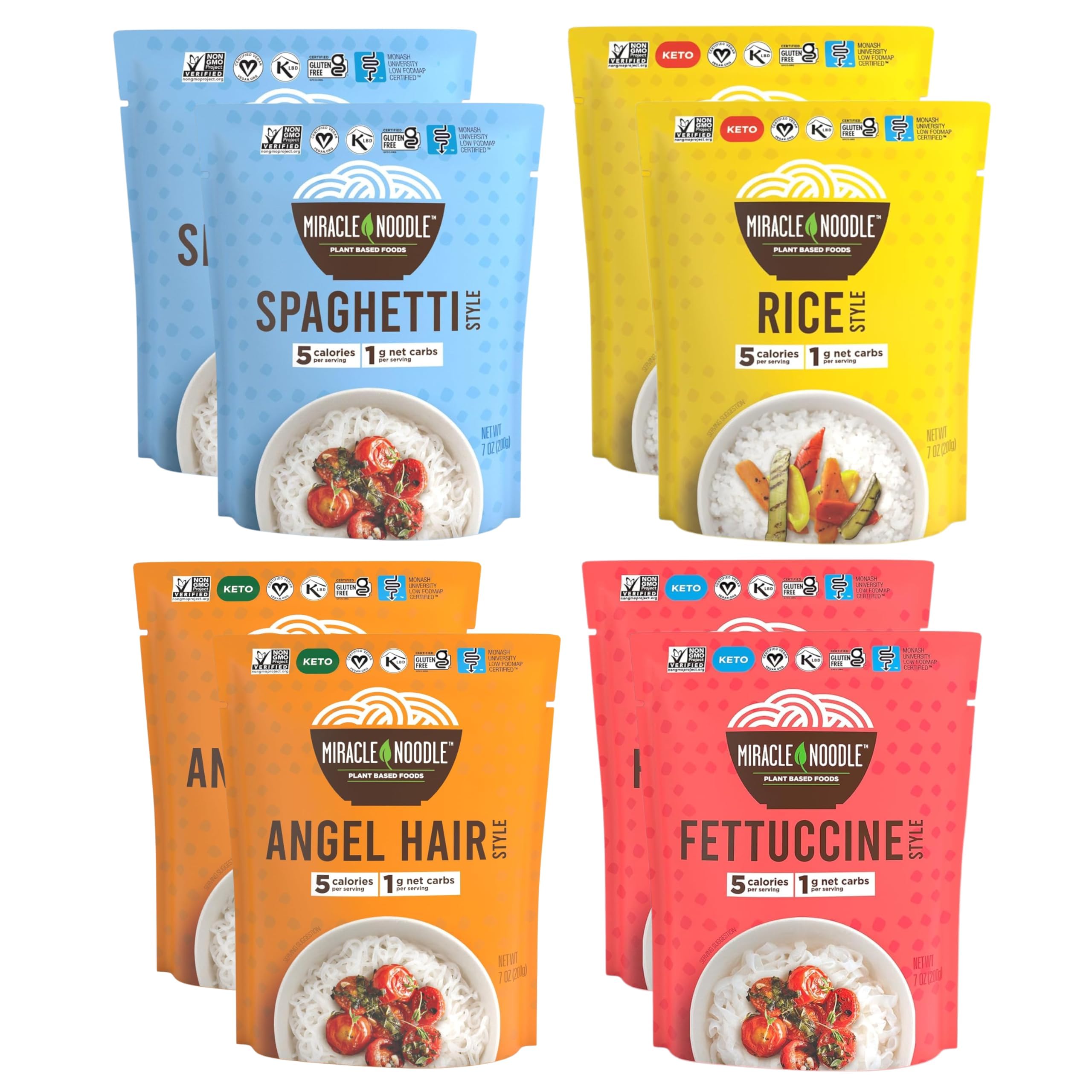 Miracle Noodle front packaging showing variety pack and convenience benefit
