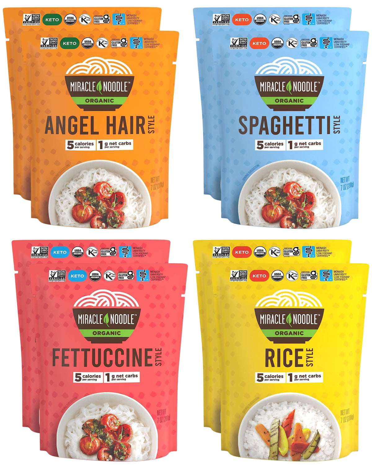 Miracle Noodle front packaging showing variety pack and ready-to-eat convenience