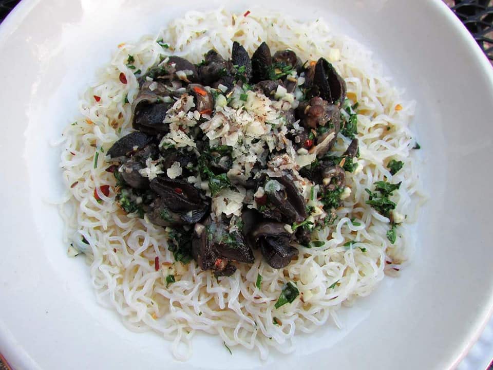 Miracle Noodle served with marinara sauce demonstrating sauce absorption