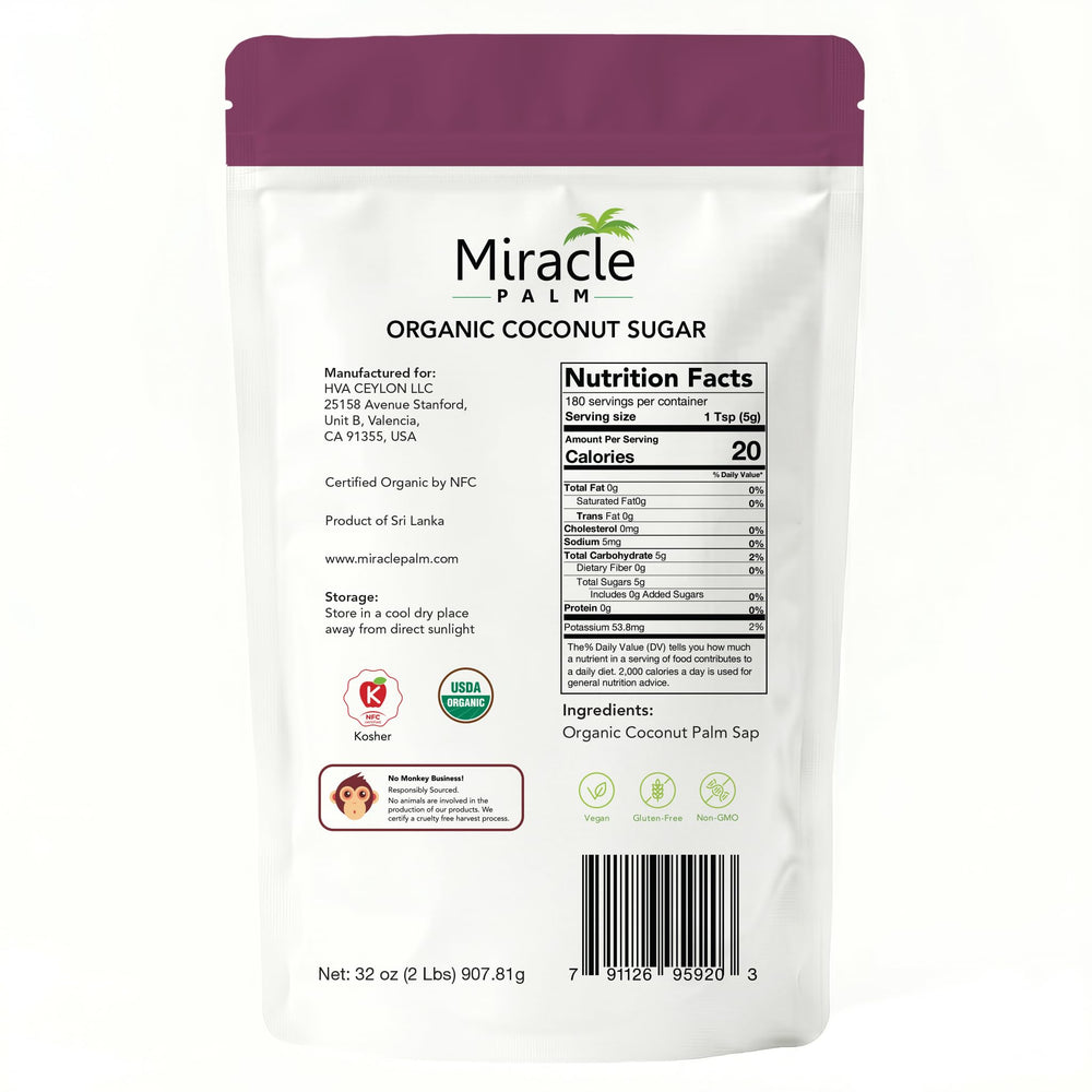 MIRACLE PALM resealable zipper detail keeping coconut sugar fresh longer