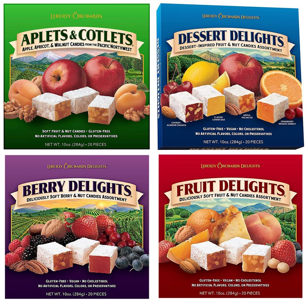 Mise Mise Liberty Orchards front packaging showing four 10 oz pouches, clear variety