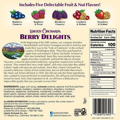 Mise Mise Liberty Orchards Berry Delight open pouch on plate, vibrant berry flavor showcased for sharing
