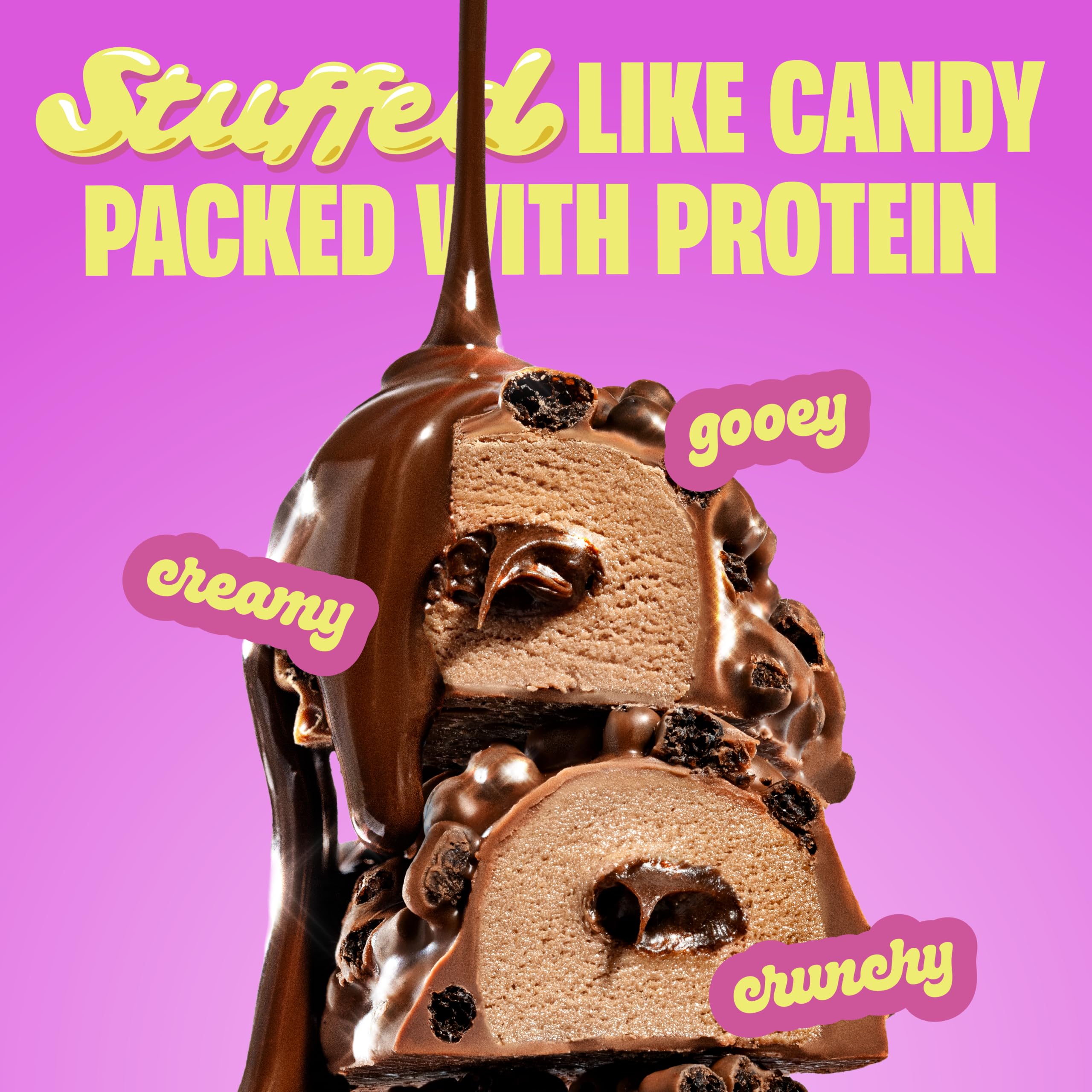 Misfits single unwrapped bar displaying chocolate coating and texture benefit