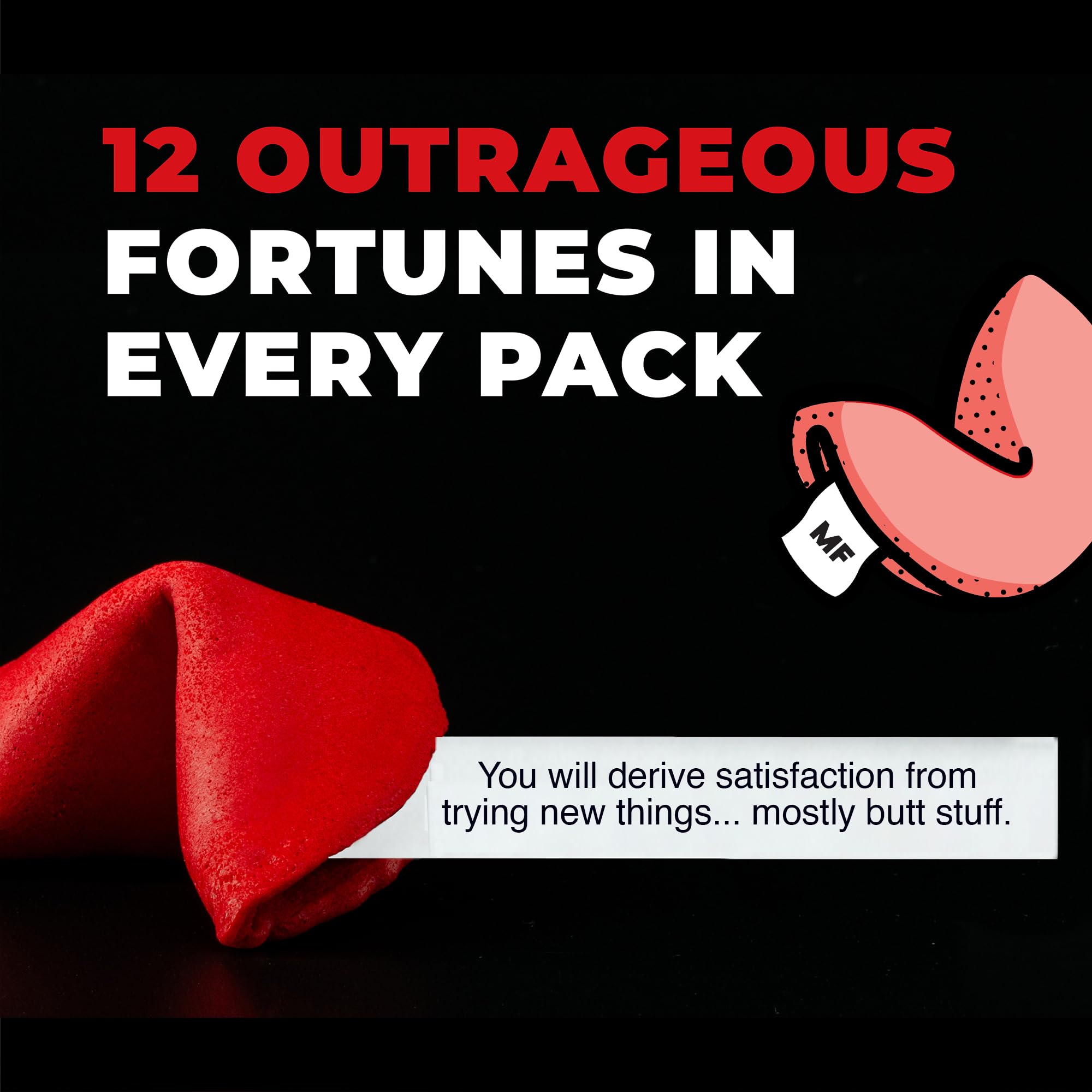 Miss Fortunes close-up of fortune note text, highlights comedic writing