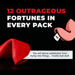 Miss Fortunes close-up of fortune note text, highlights comedic writing