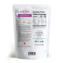 Miss Jones Baking ingredient list closeup highlighting non-GMO and organic benefits