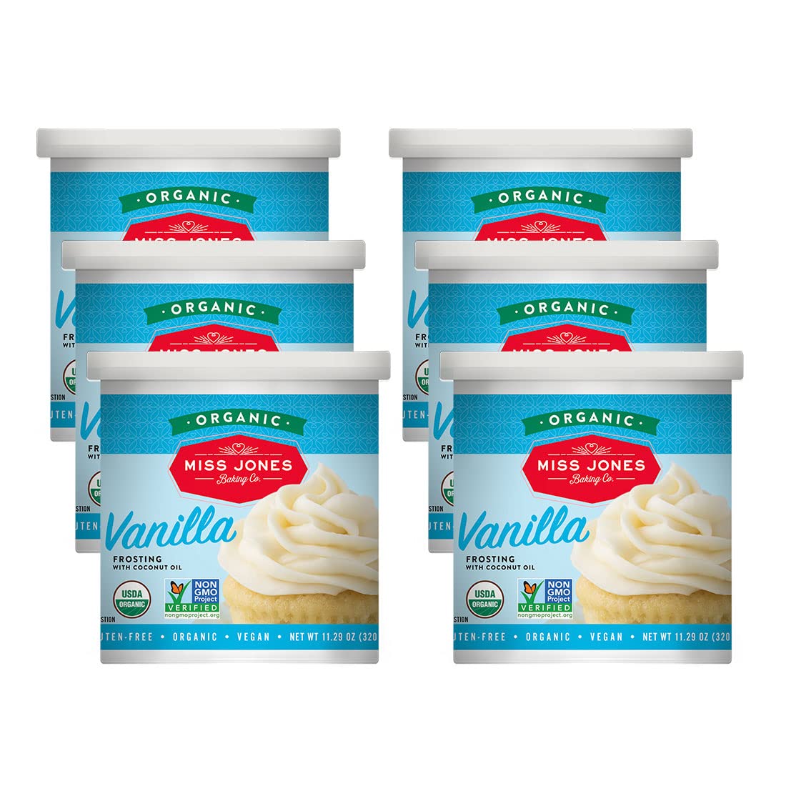 Miss Jones Baking jar front with label and smooth frosting for easy decorating