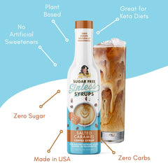 Miss Mary's syrup added to coffee illustrating creamy coconut flavor