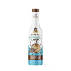 Miss Mary's Morning Elixir Premium Bloody Mary Mixxx front label showing sugar free mocha benefits