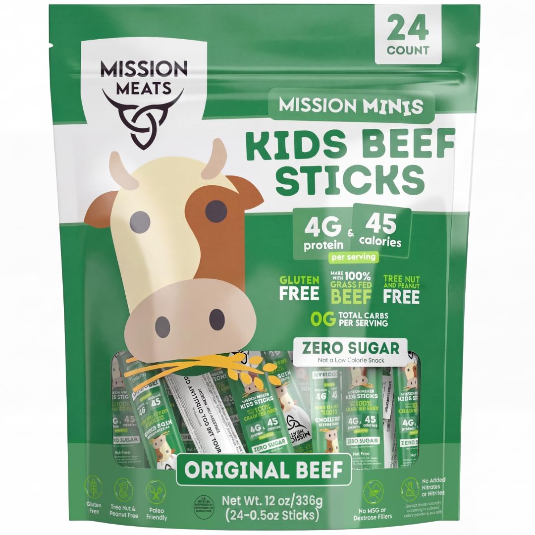 Mission Meats front packaging showing kid-friendly, zero sugar benefits
