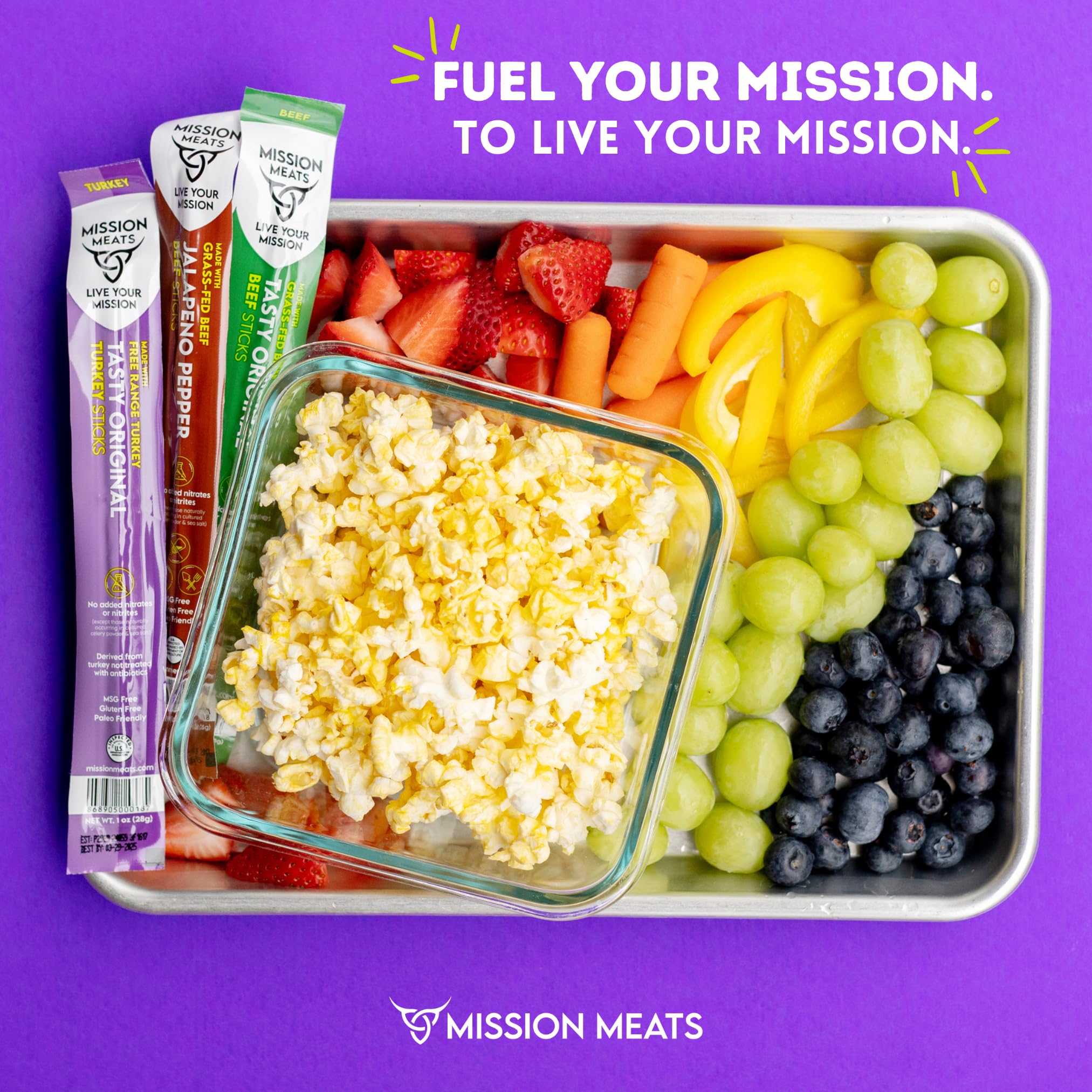Mission Meats stick inside a lunchbox offering family-friendly convenience
