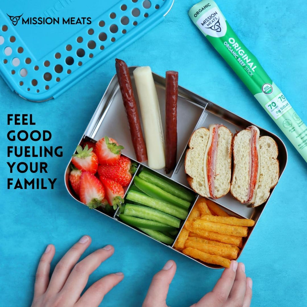 Mission Meats pack stored on pantry shelf showing long-lasting, shelf-stable convenience
