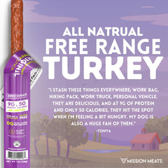 Mission Meats close-up of a turkey stick highlighting texture and seasoning