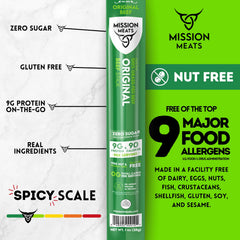 Mission Meats close-up texture of beef stick highlighting real meat quality
