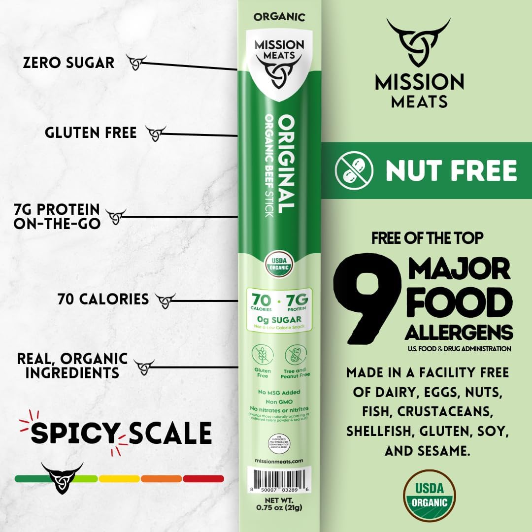 Mission Meats close-up texture of beef stick showing natural smoked meat for rich flavor
