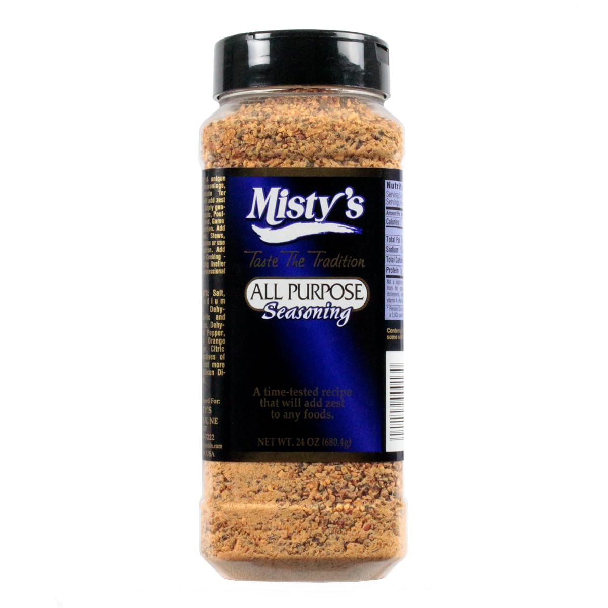 Misty's Seasoning front shaker bottle showing packaging and convenient size benefit