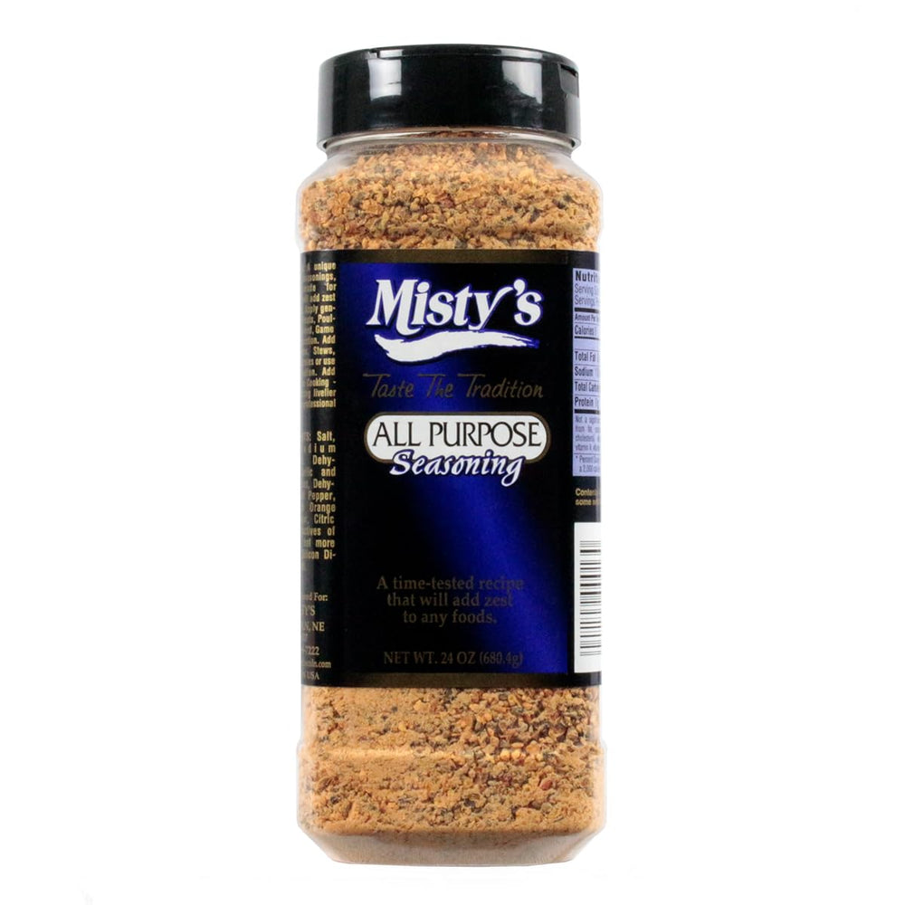 Misty's Seasoning front shaker bottle showing packaging and convenient size benefit