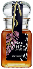 Mitica lavender honey apothecary jar front view showing amber honey and gift-ready packaging