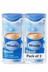 Mivolis front packaging showing tablets and portioning for convenient sweetening