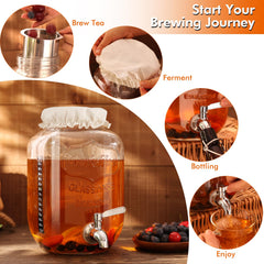 MIWUYI kit accessories arranged: thermometer, measuring cup, test strips and cleaning brush for precise brewing