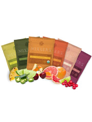 Mixxers sample pack pouch front showing six flavors and portability benefit