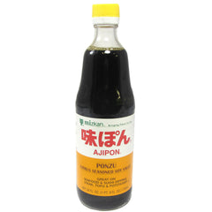 Mizkan front bottle view showing label and 24 fl oz size for versatile citrus soy use