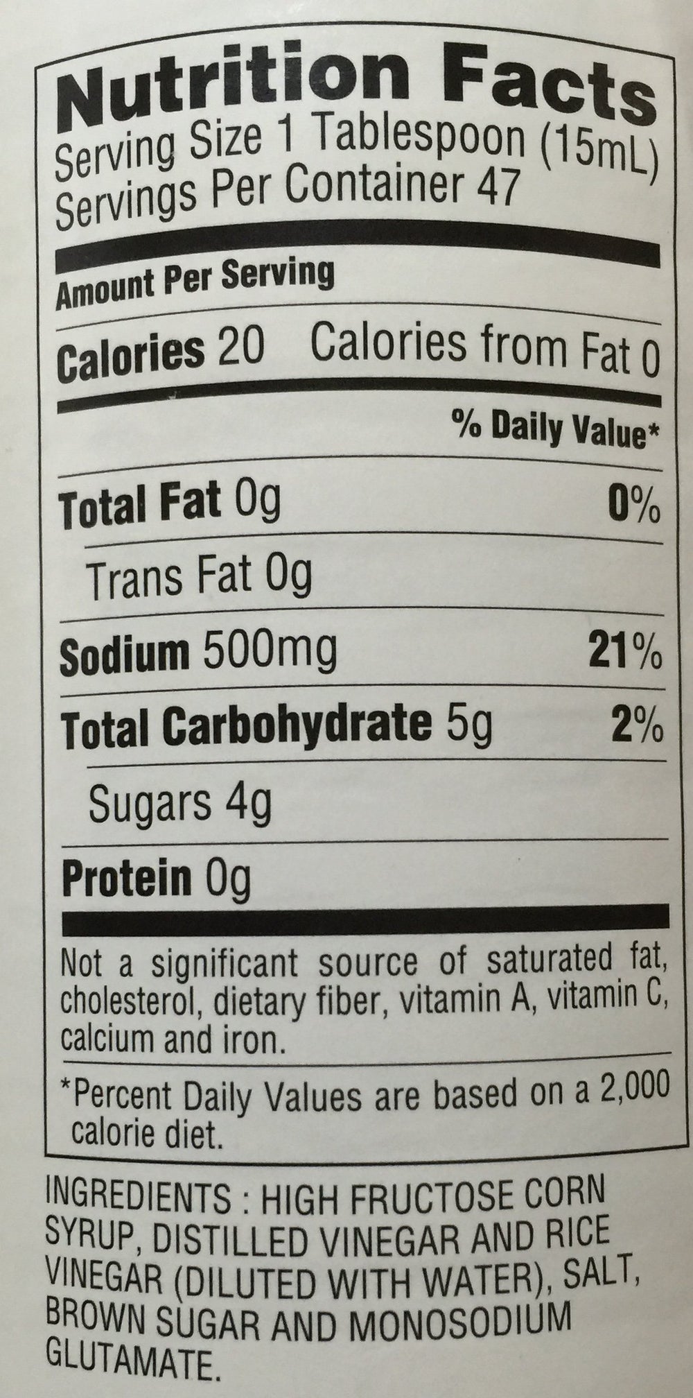 Mizkan close-up label and nutrition panel for informed usage