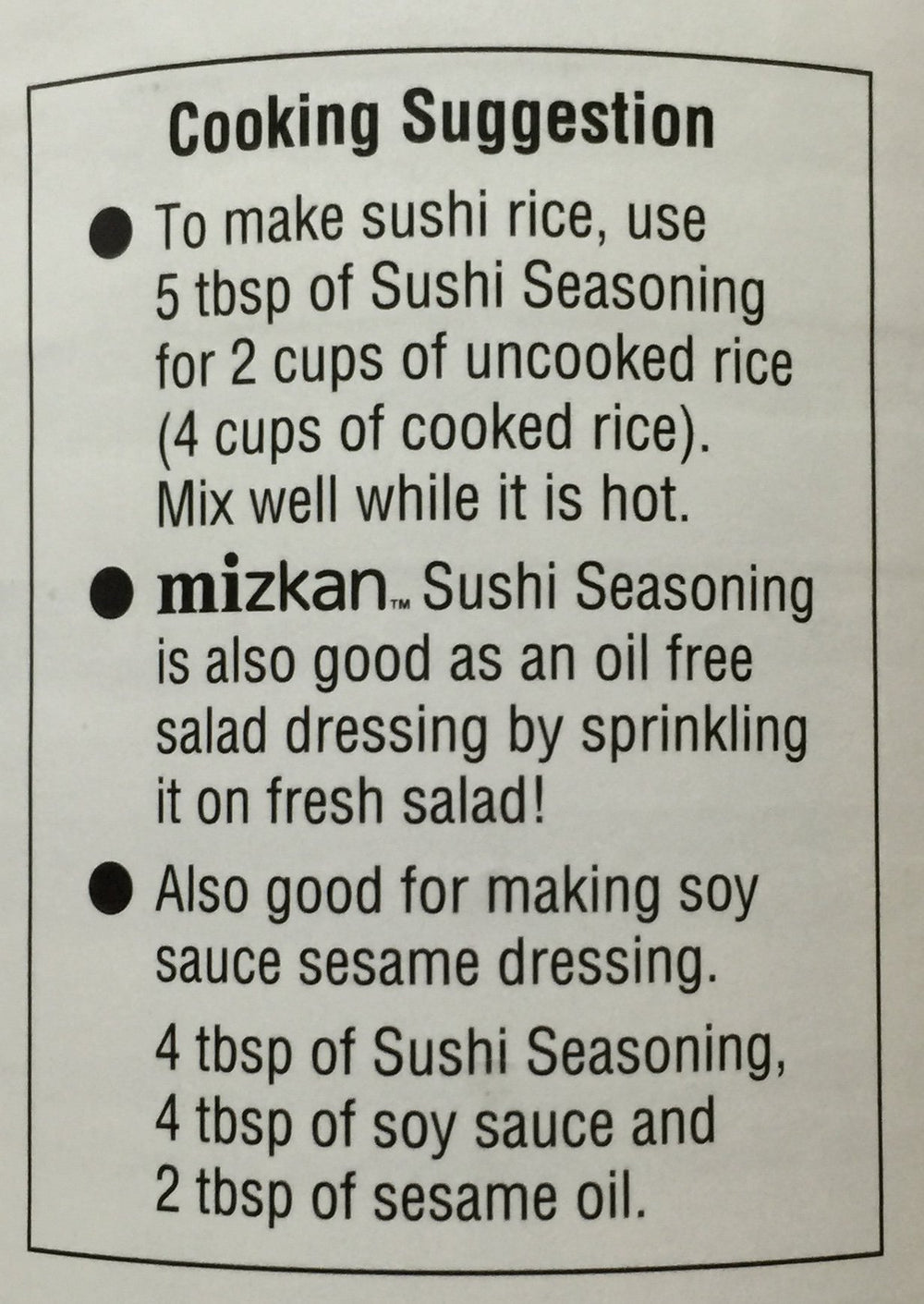 Mizkan used on finished sushi bowl illustrating quick meal enhancement