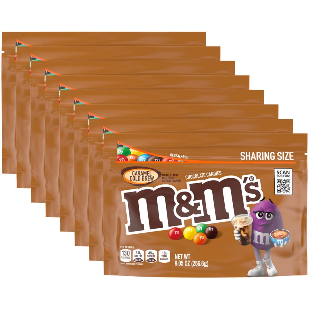 M&M'S front packaging showing share-size bag and colorful candies for gifting