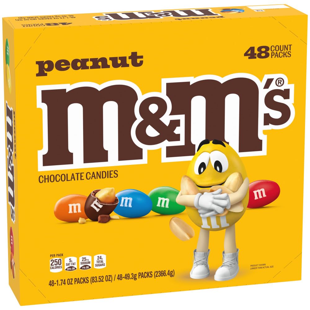 M&M'S bag close-up with clear branding, convenient individually wrapped serving