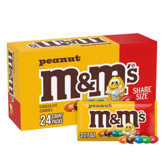 M&M'S front packaging showing 24 king-size peanut packs for easy stocking