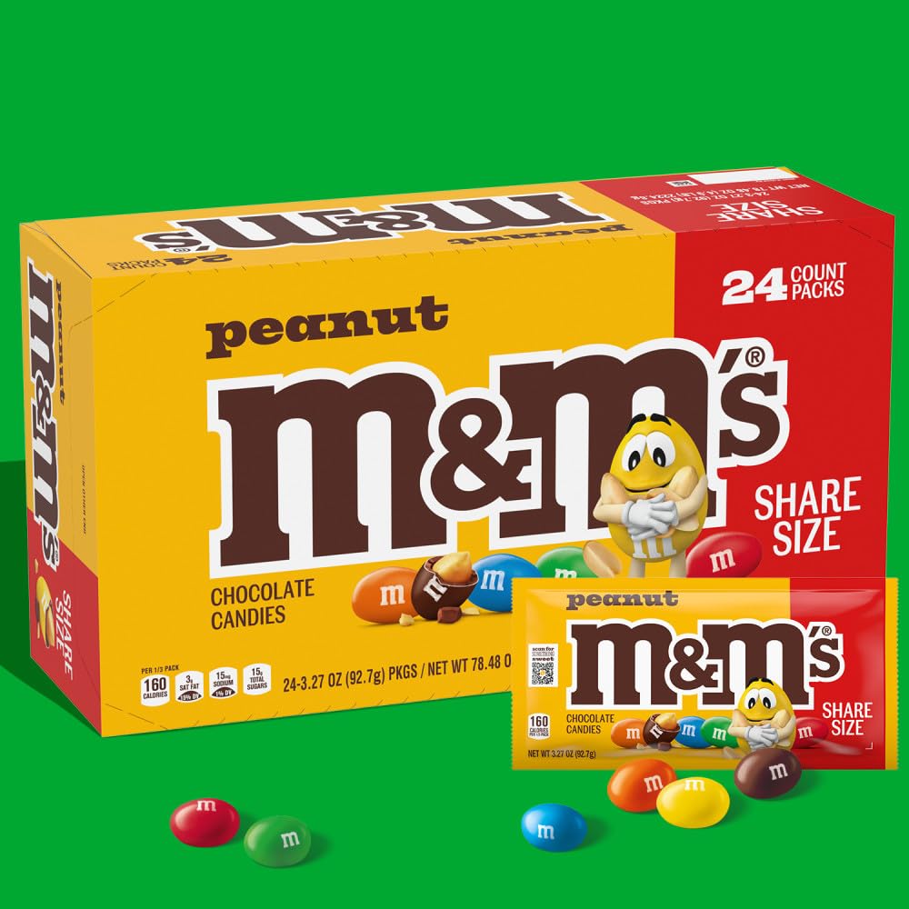 M&M'S open king-size share pack revealing peanut chocolate inside for on-the-go snacks