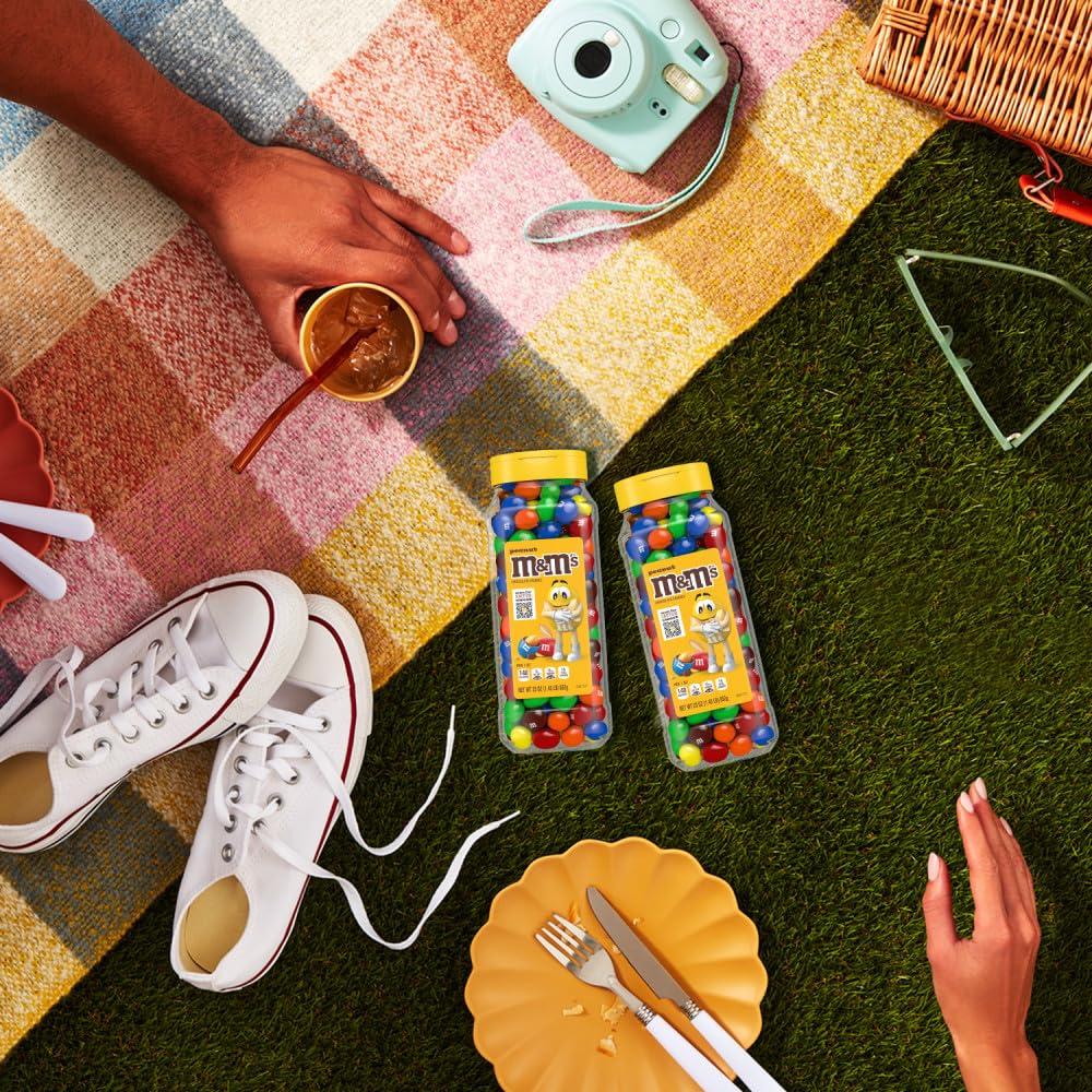 M&M's peanut on party table with bowls to show sharing and decorative benefit