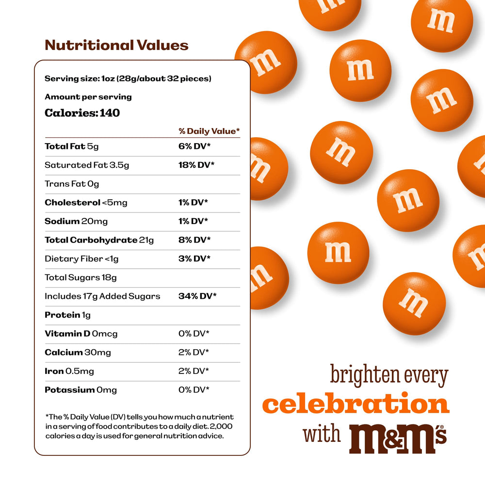 M&M’S WORLD close-up of orange candy shell texture highlighting vibrant color