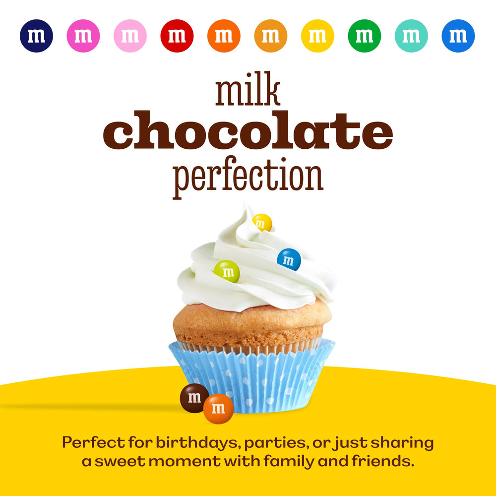 M&M'S WORLD comparison with measuring cup to show 2 lb quantity
