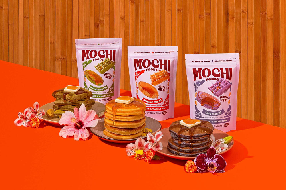 Mochi Foods ingredients and mix bowl prepping quick homemade breakfast