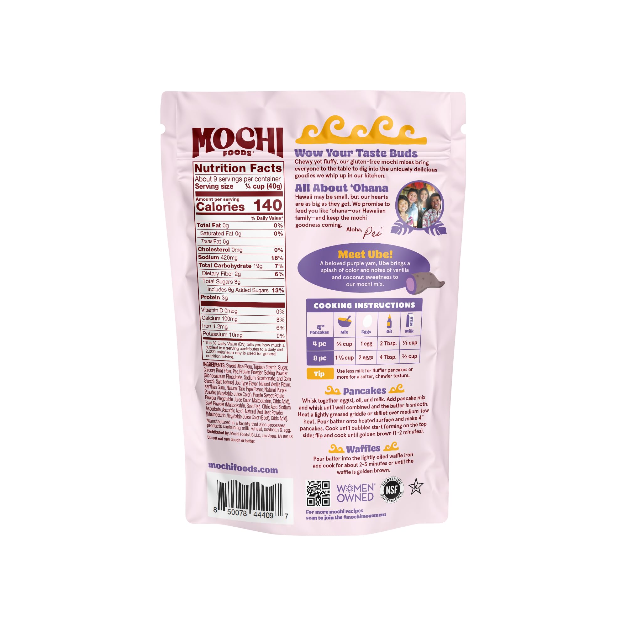 Mochi Foods batter close-up showing smooth purple texture for easy pouring