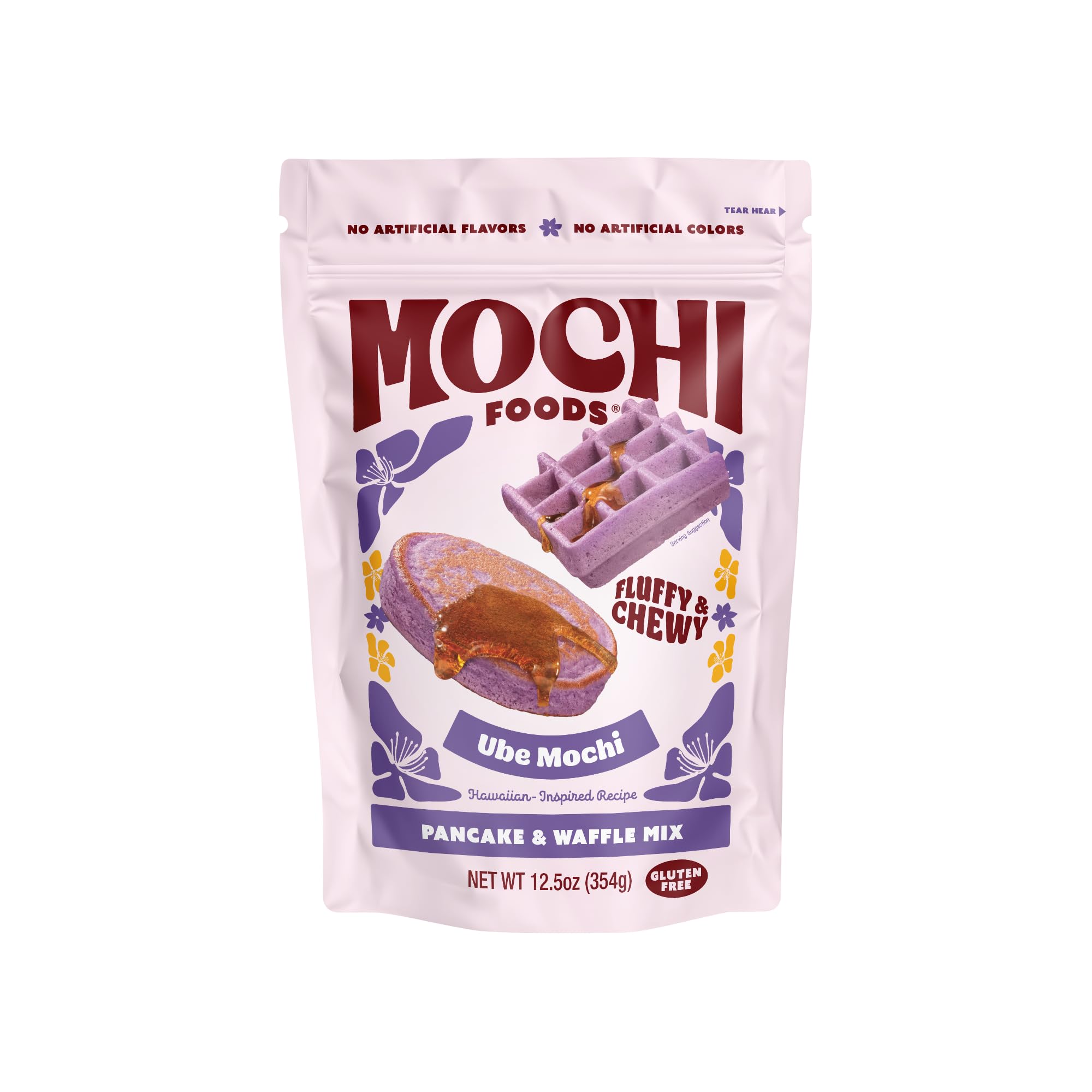 Mochi Foods front packaging showing ube purple mix and branding benefits