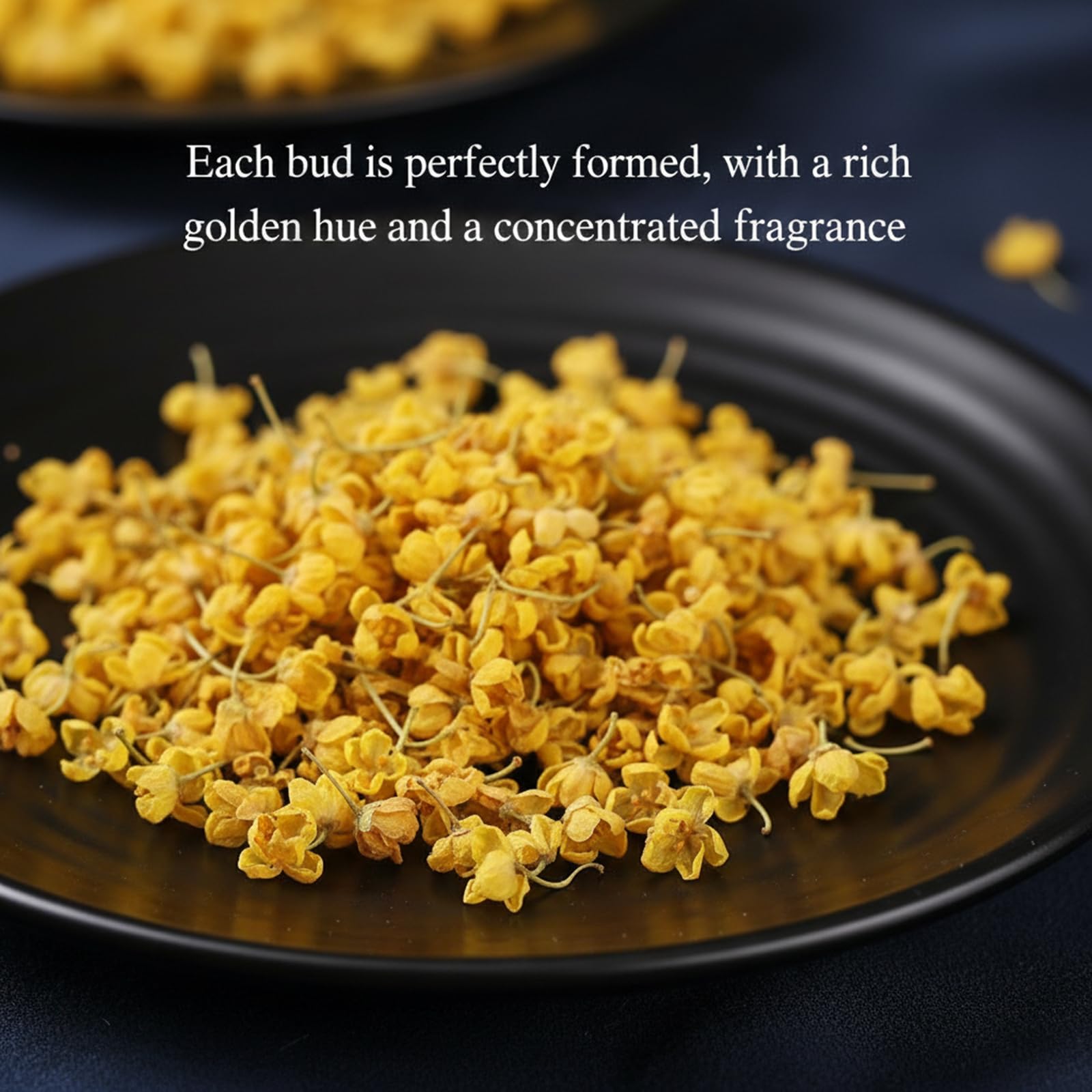 MOCKRAND brewed osmanthus tea in a clear cup showcasing golden color and clarity