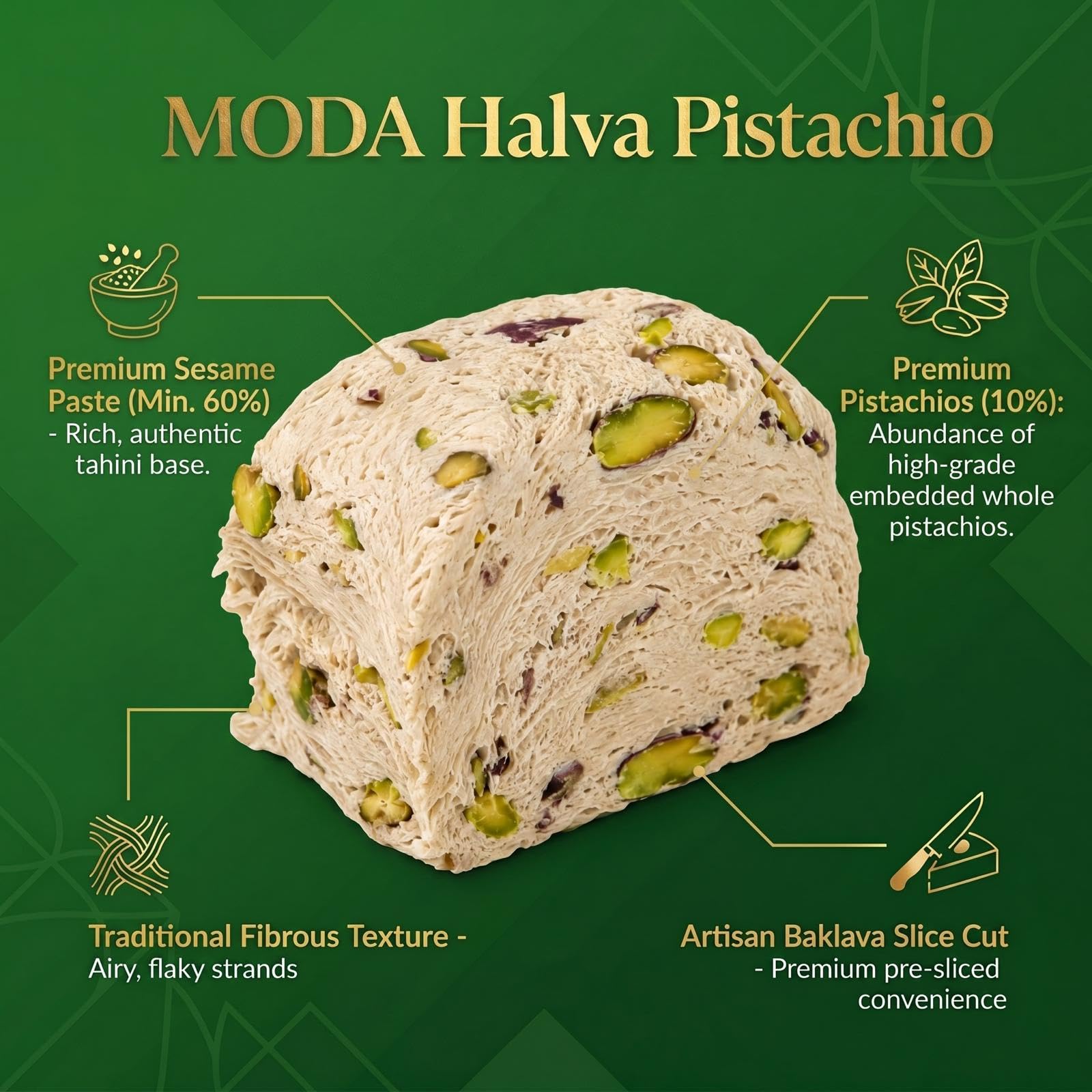 Moda Foods halva served on plate for easy entertaining and elegant presentation