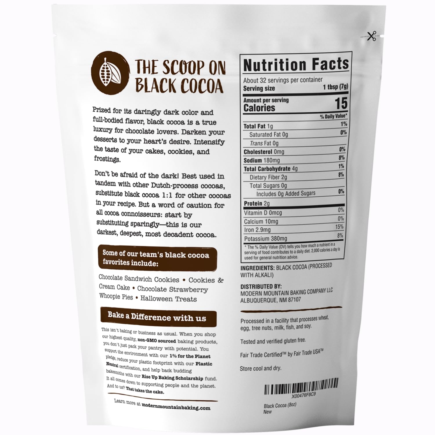 MODERN MOUNTAIN open jar with visible black cocoa powder, easy scoop access benefit