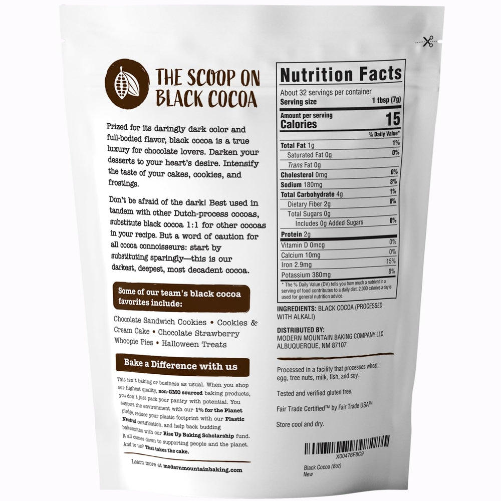MODERN MOUNTAIN open jar with visible black cocoa powder, easy scoop access benefit