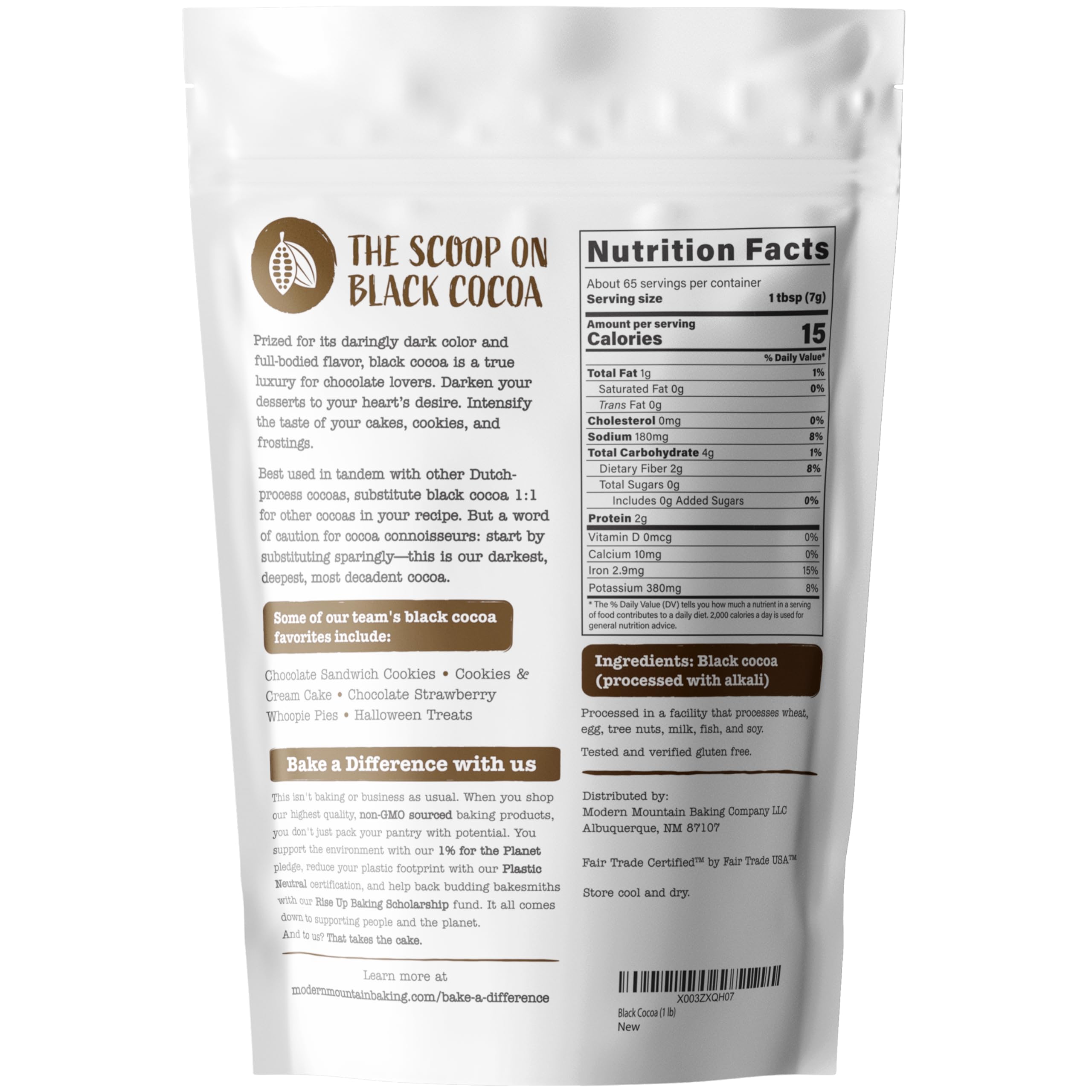 MODERN MOUNTAIN close-up powder texture highlighting deep black cocoa benefit
