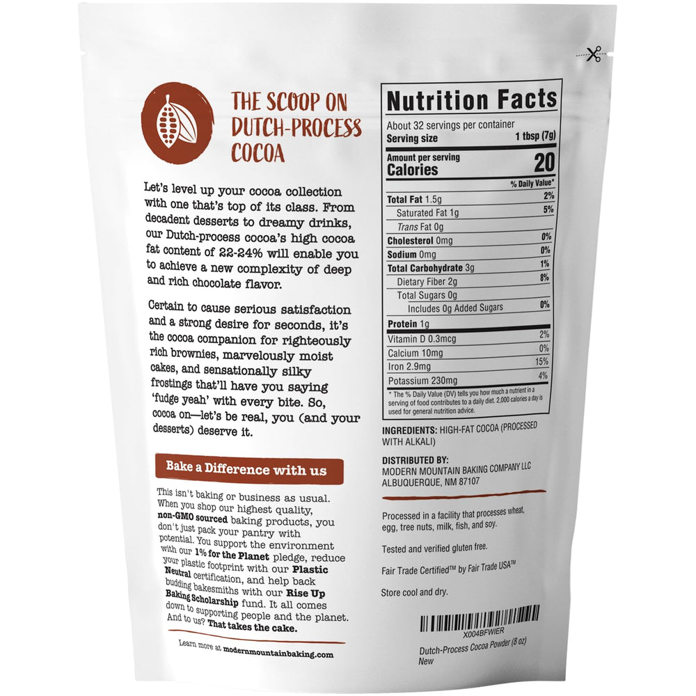 MODERN MOUNTAIN close-up of fine cocoa powder texture, benefit: shows rich smooth milling