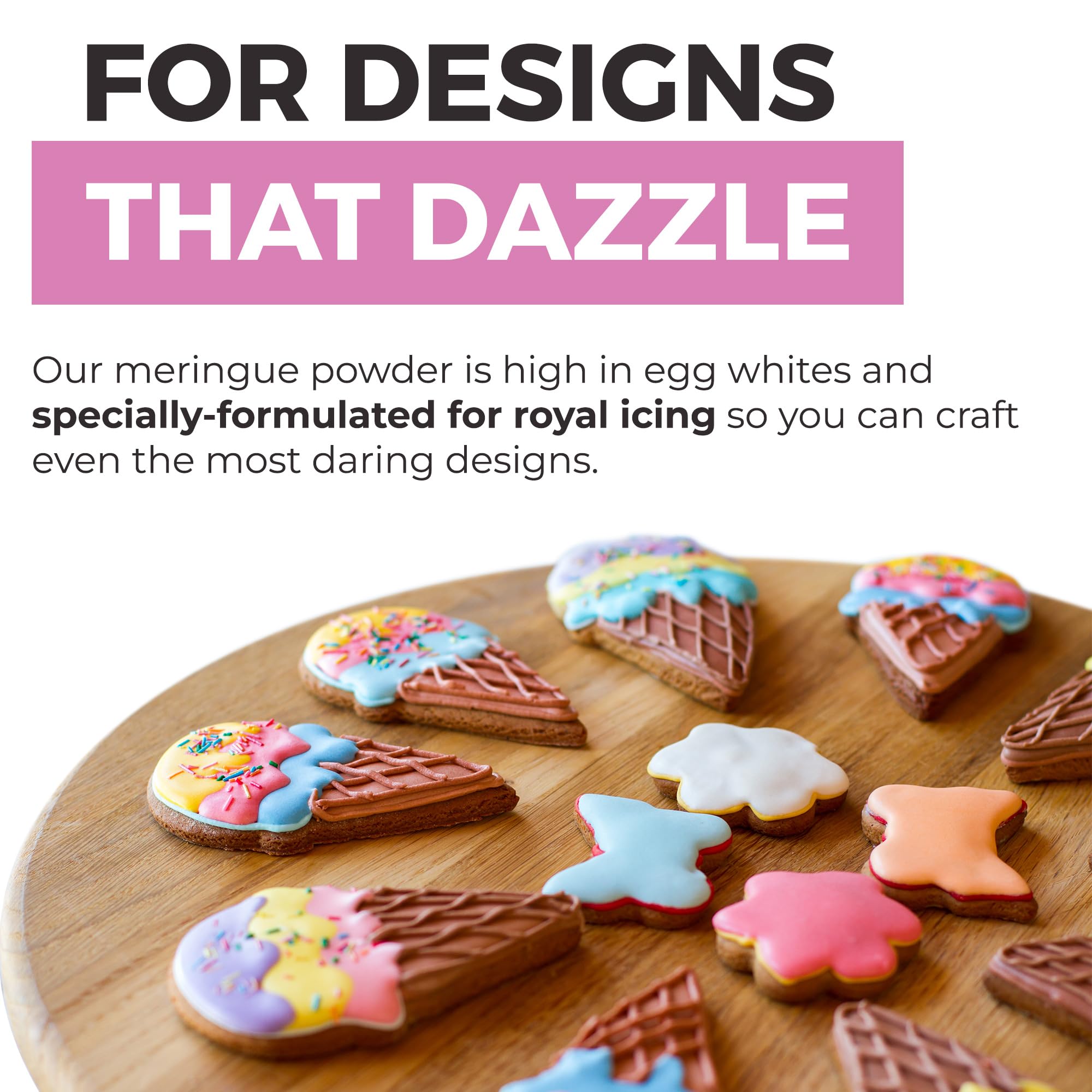 MODERN MOUNTAIN light baked meringue dollops showcasing airy, stable texture