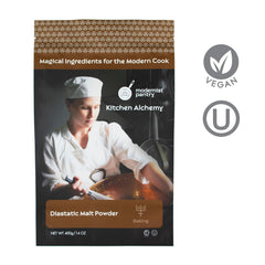 Modernist Pantry close-up texture of diastatic malt powder for easy measuring