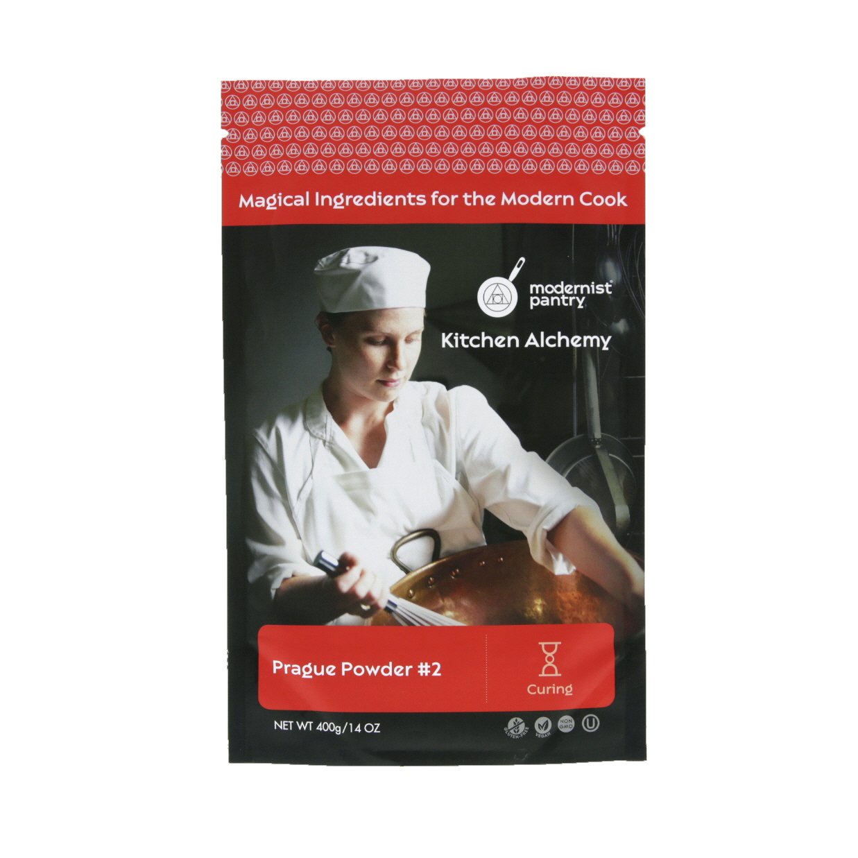 Modernist Pantry Prague Powder #2 front pouch showing label and certification benefits